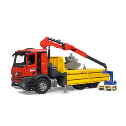 Jucarie Bruder, camion Mercedes Benz Arocs cu macara, 1:16, 545x185x270 mm