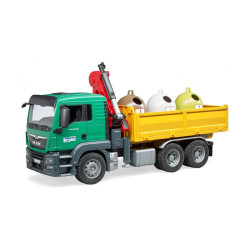 Jucarie Bruder, camion Man Tgs Krank cu 3 containere pentru deseuri, 1:16, 545x185x270 mm # 03753