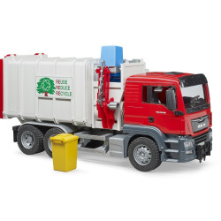 Jucarie Bruder, incarcator lateral Man Tgs pentru camioane cu containere, 1:16, 540x190x257 mm # 03761