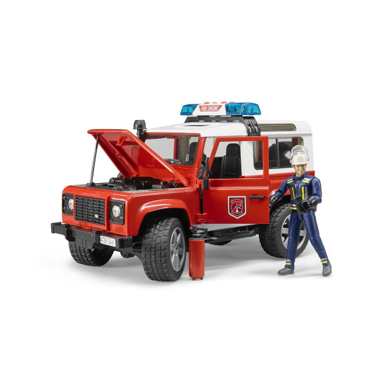 MASINA DE POMPIER LAND ROVER CU POMPIER BRUDER # 02596