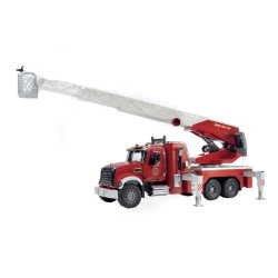Jucarie Bruder, masina de pompier cu scara si pompa de stingere a incendiilor Mack, 1:16, 630x200x265 mm # 02821