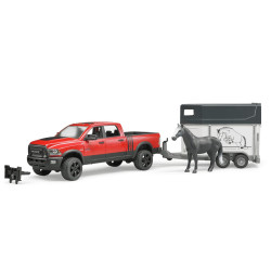 Jucarie Bruder, pickup Ram 2500 Power Wagon cu remorca si 1 cal, 1:16, 742x170x185 mm # 02501