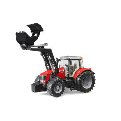 Jucarie Bruder tractor Massey Ferguson 7600, cu incarcator frontal 1:16, 445x175x198 mm # 03047