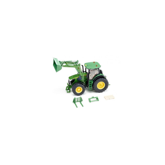 Jucarie Siku tractor John Deere 7310R, cu incarcator frontal si aplicatie pentru control cu Bluetooth 1:32, 220x90x130 mm # 6792