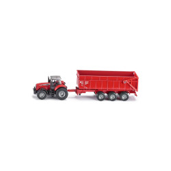 Jucarie Siku, tractor Massey Ferguson cu remorca 1:87, 75x226x54 mm # 1844